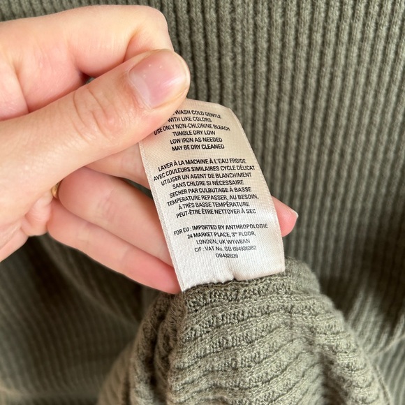 Anthropologie | Pure+Good Cowlneck Waffle Knit Olive Green Tunic Sweater - Picture 12 of 12